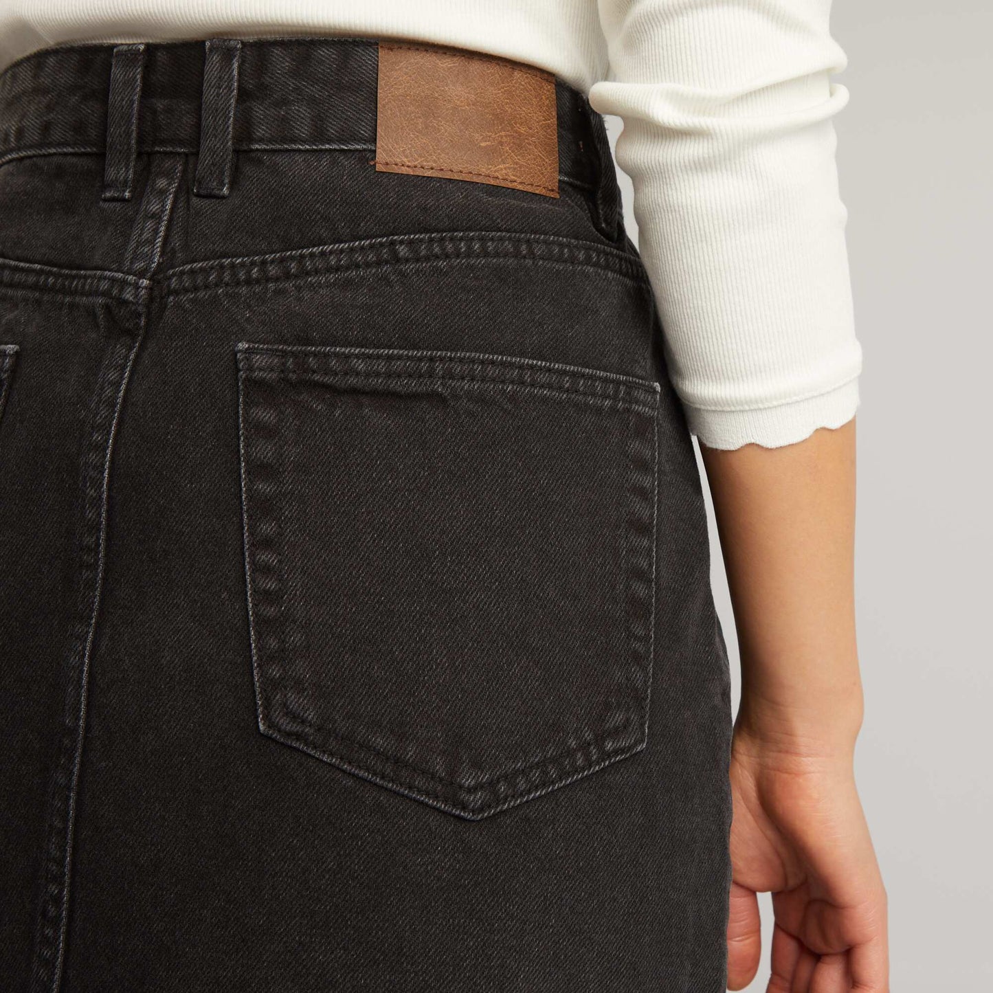 Short denim skirt BLACK