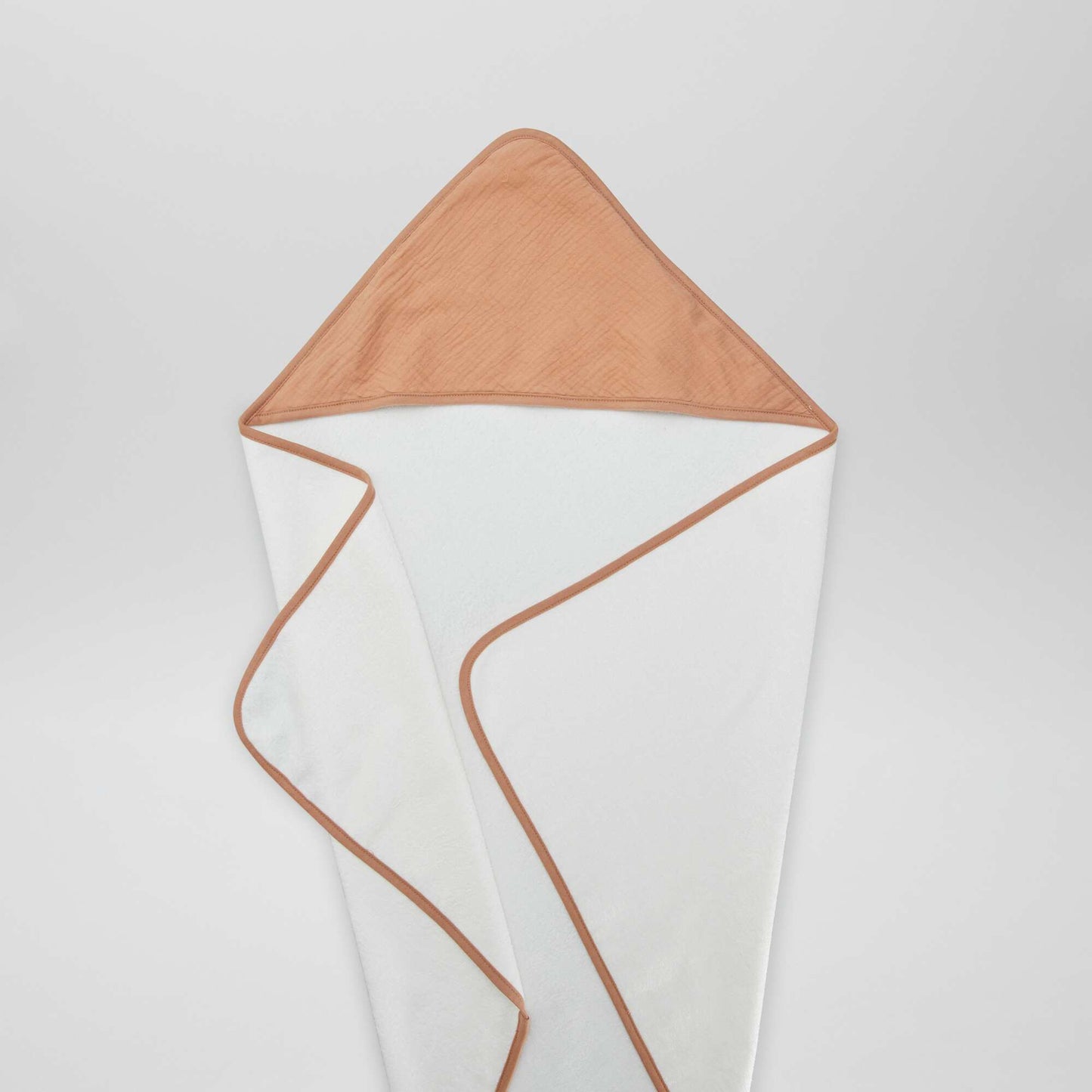 Hooded towelling and cotton gauze bath towel BROWN