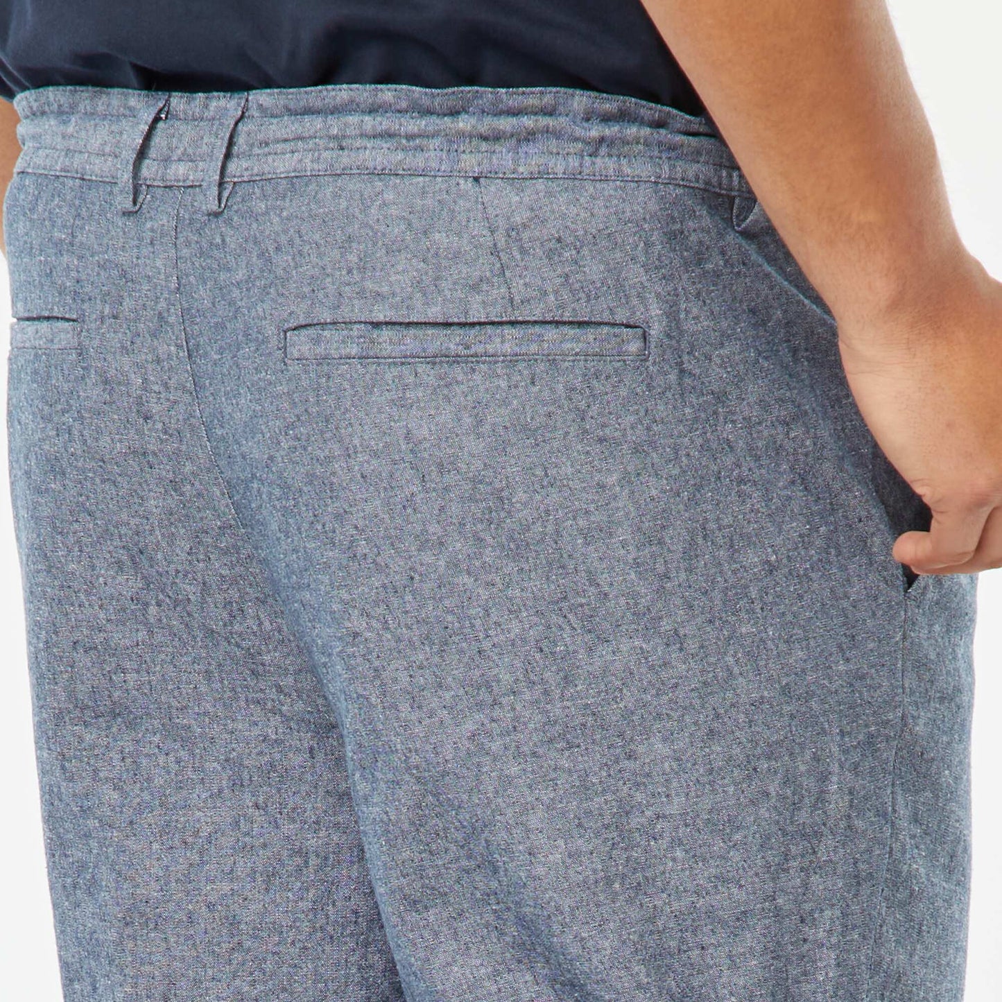 Regular linen-blend chinos BLUE