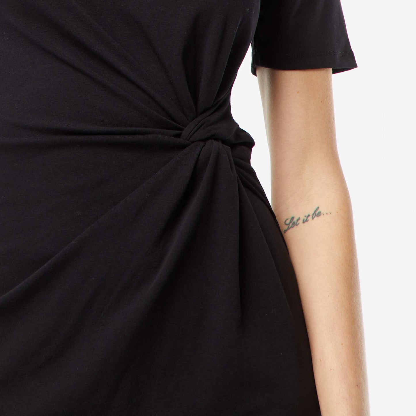Short-sleeved dress with draped effect BLACK