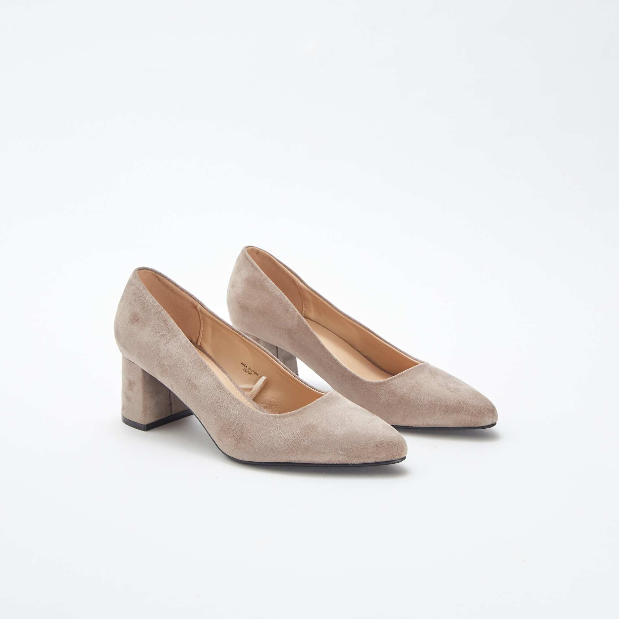 Shop Suedette Court Shoes With Square Heels Brown Online Kiabi UAE