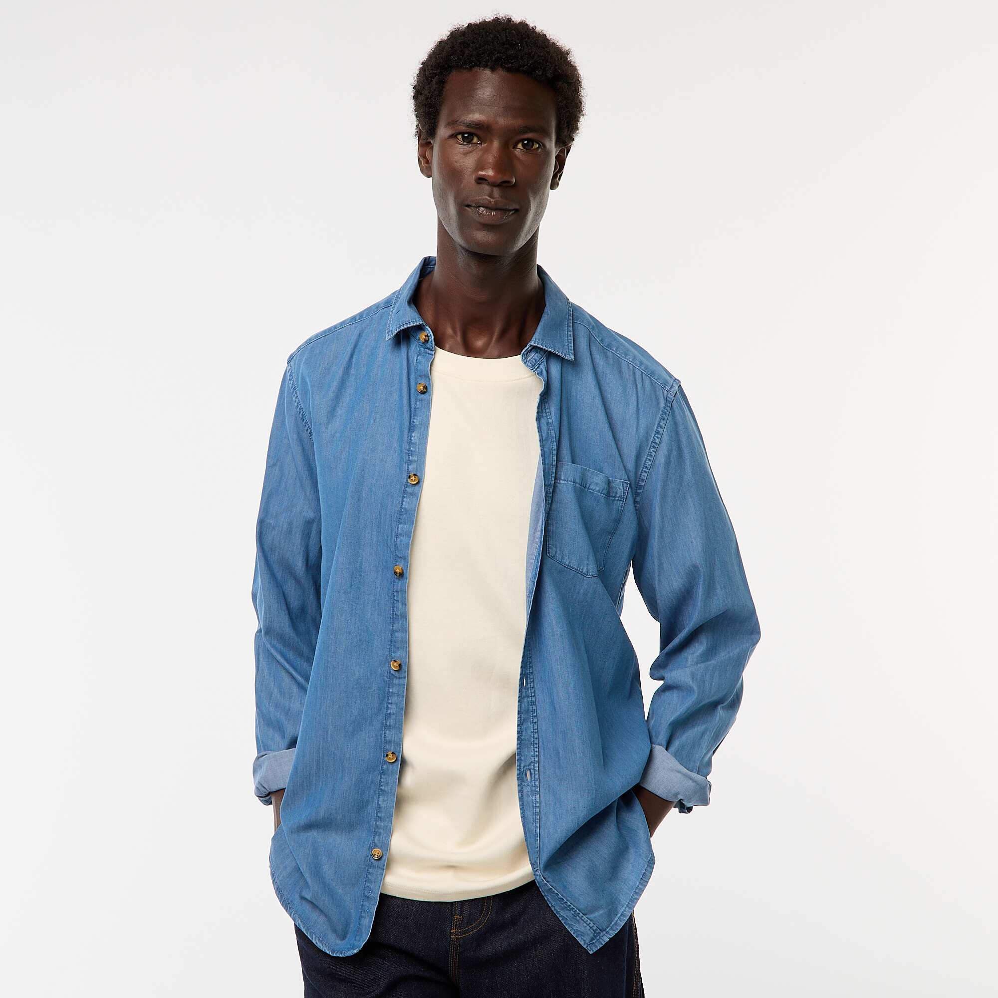 Solid Denim Shirt BLUE