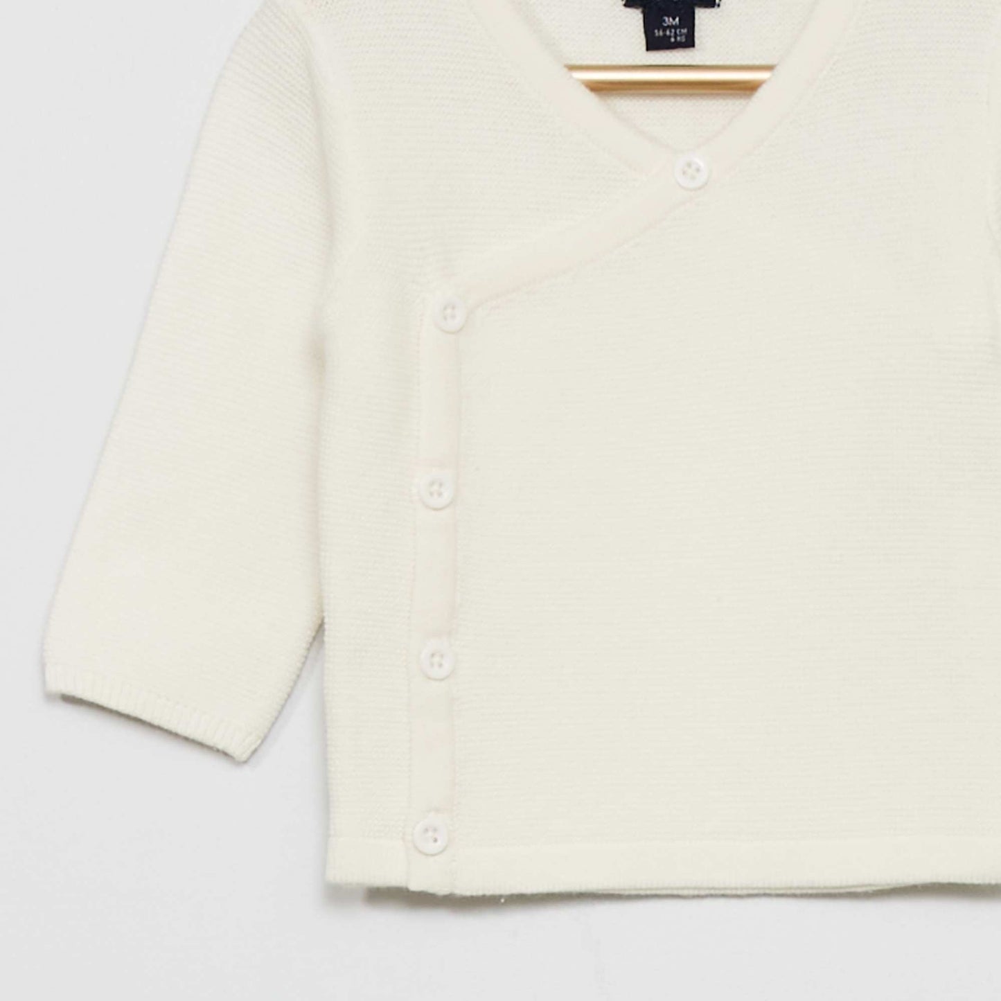 Garter stitch knitted sweater WHITE