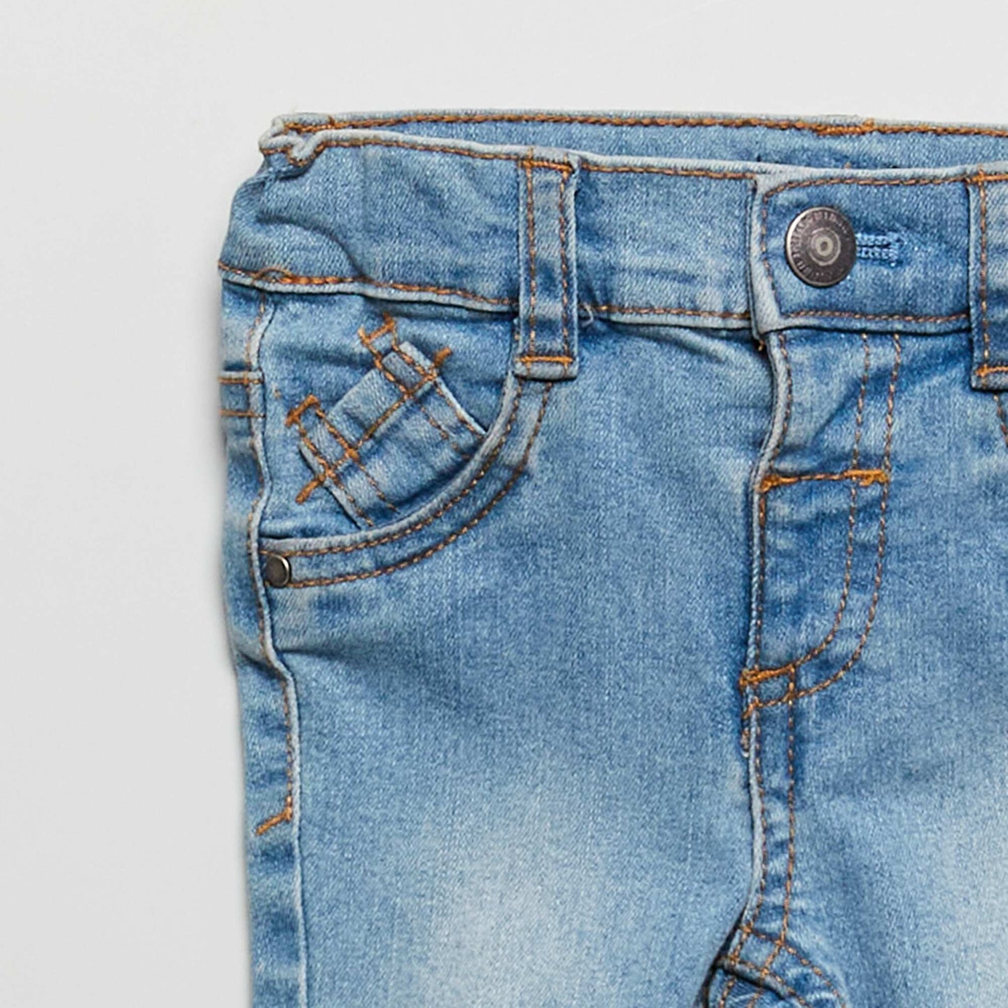 Slim-fit stretchy jeans with adjustable waist BLUE