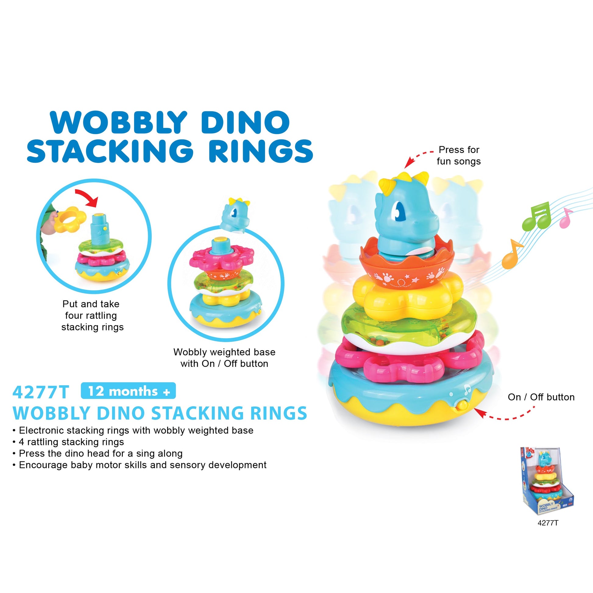 Little Learners' Wobbly Dino Stacking Rings