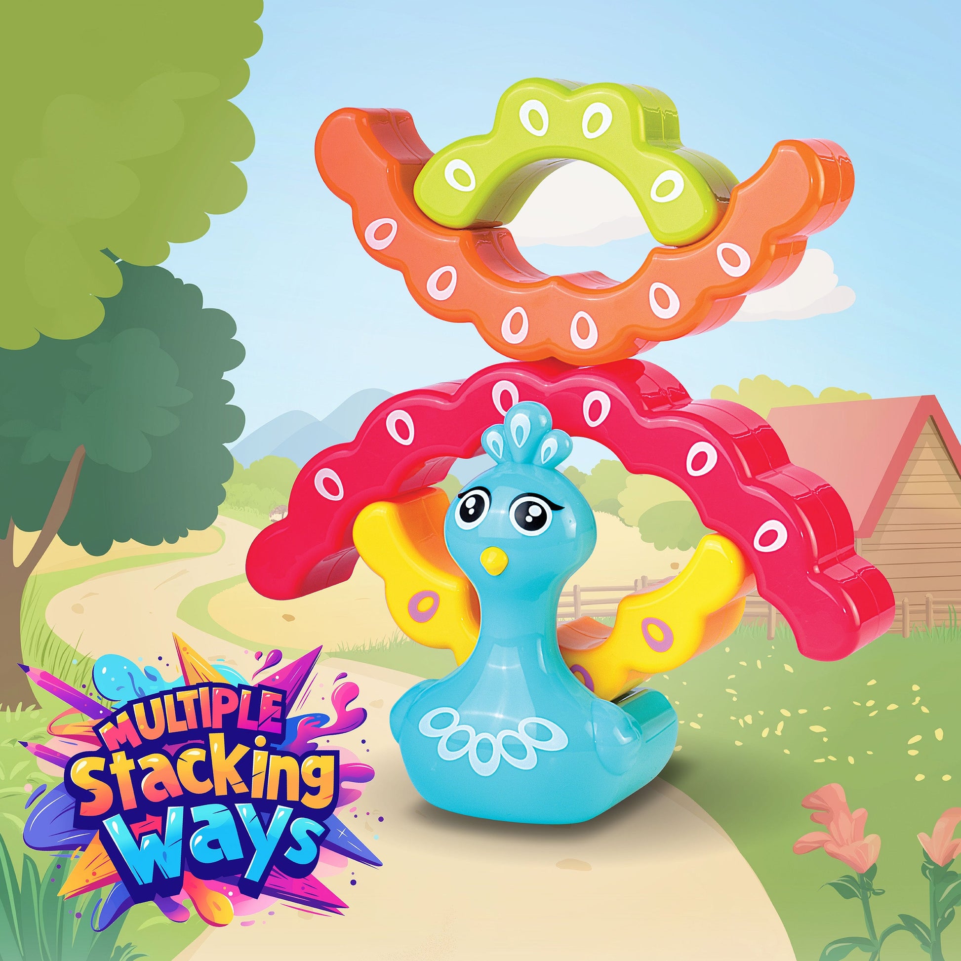 Little Learners' Rainbow Peacock Stacker