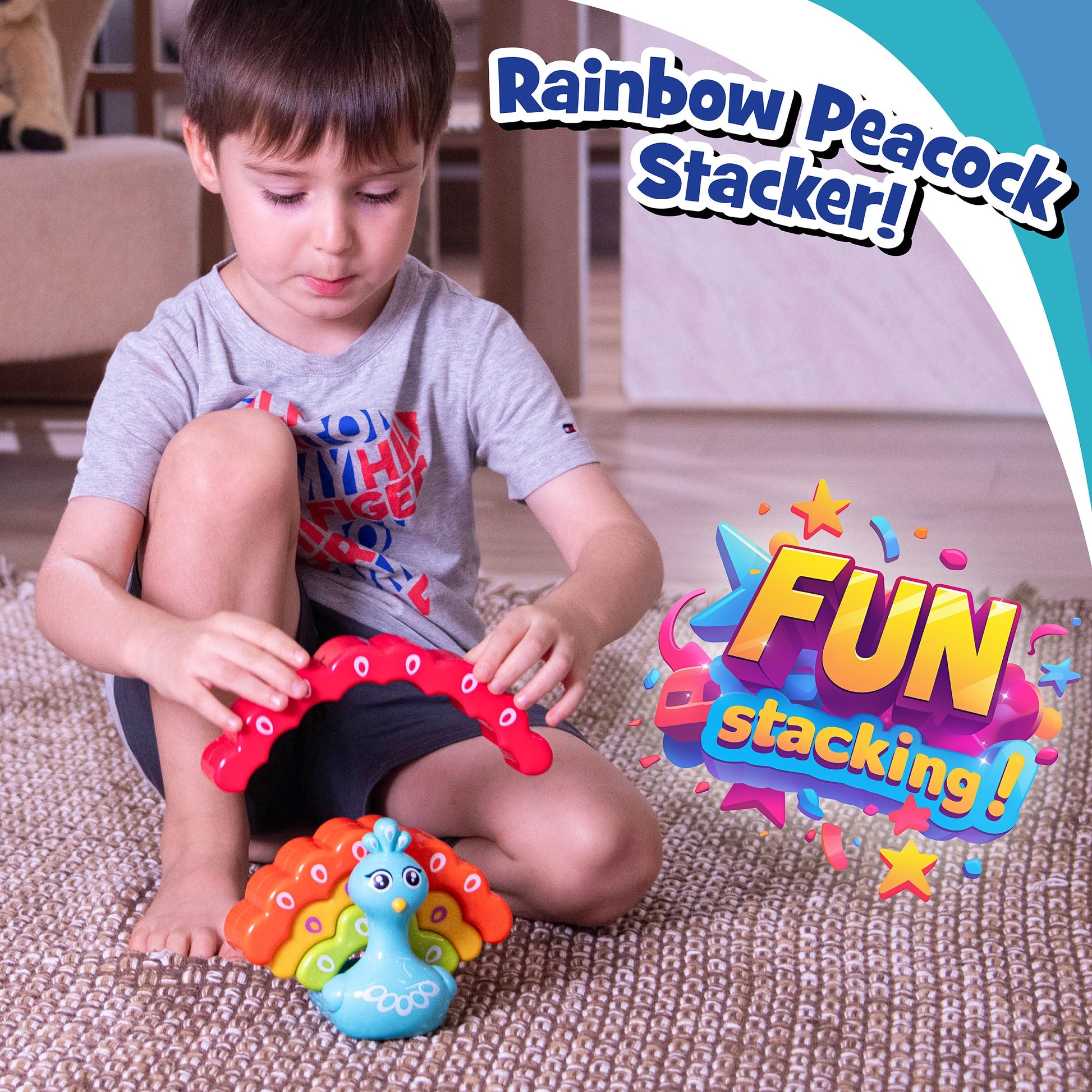 Little Learners' Rainbow Peacock Stacker