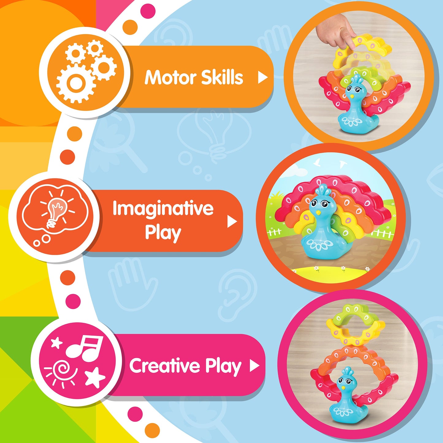 Little Learners' Rainbow Peacock Stacker