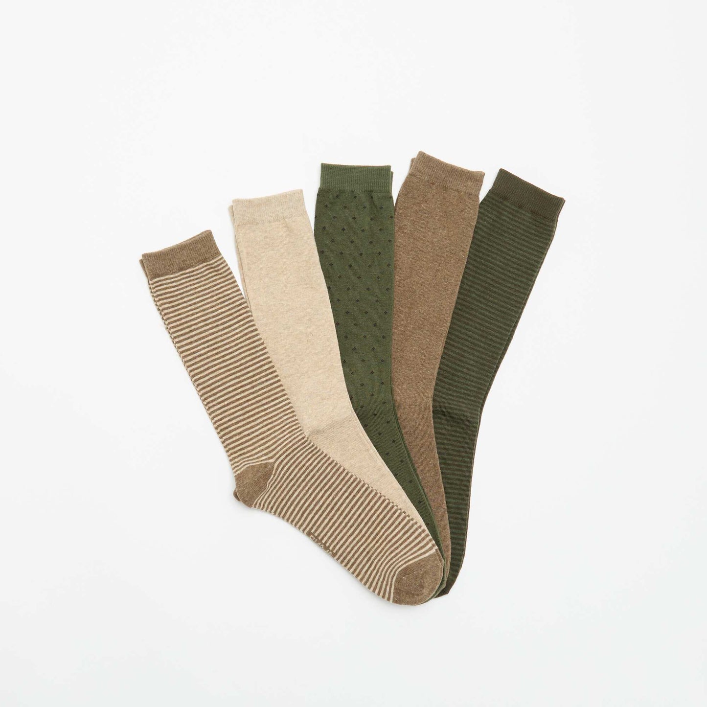 Pack of 5 pairs of patterned socks BROWN