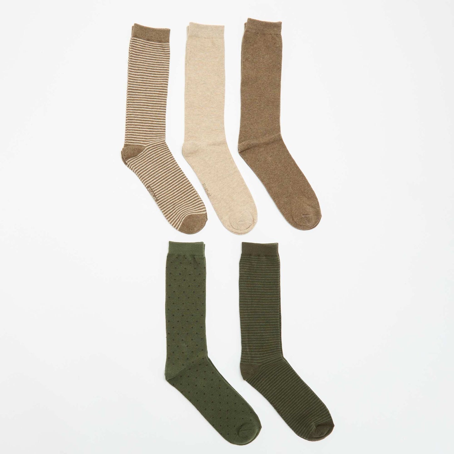 Pack of 5 pairs of patterned socks BROWN