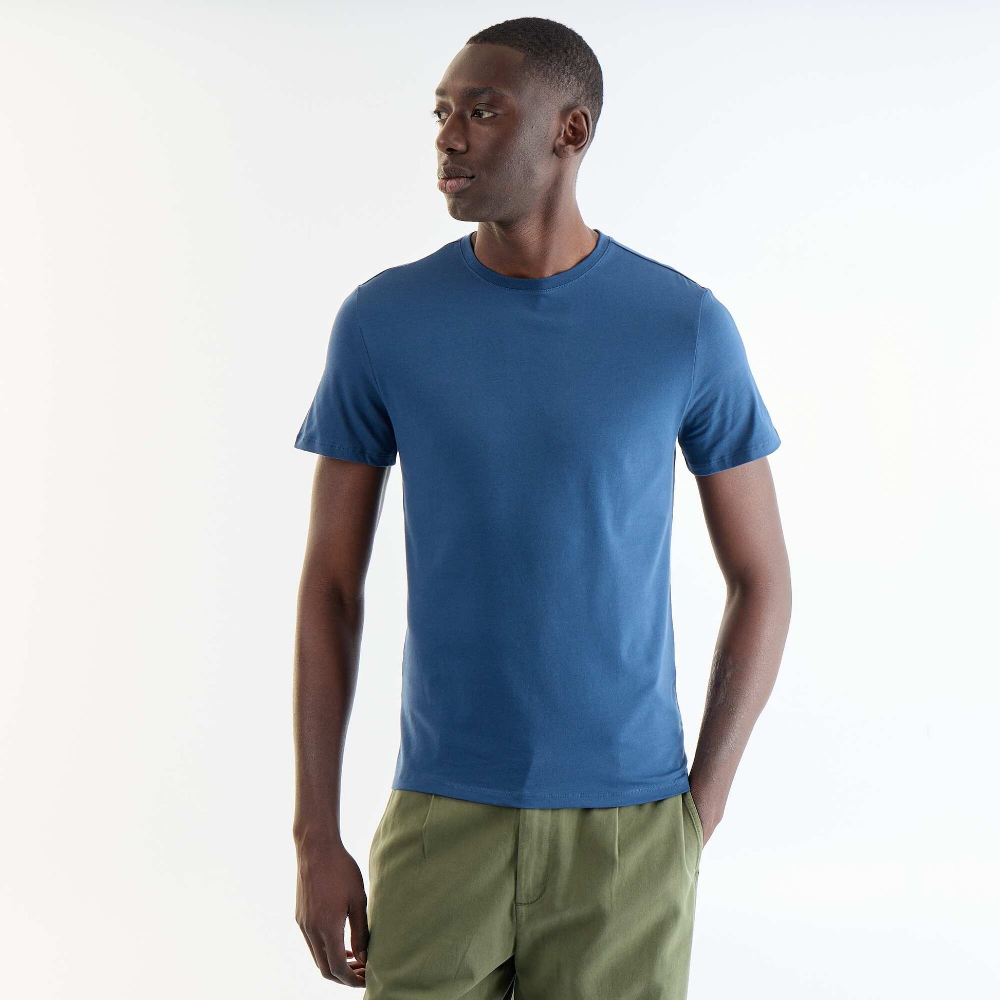 Plain T-shirt - Slim fit BLUE