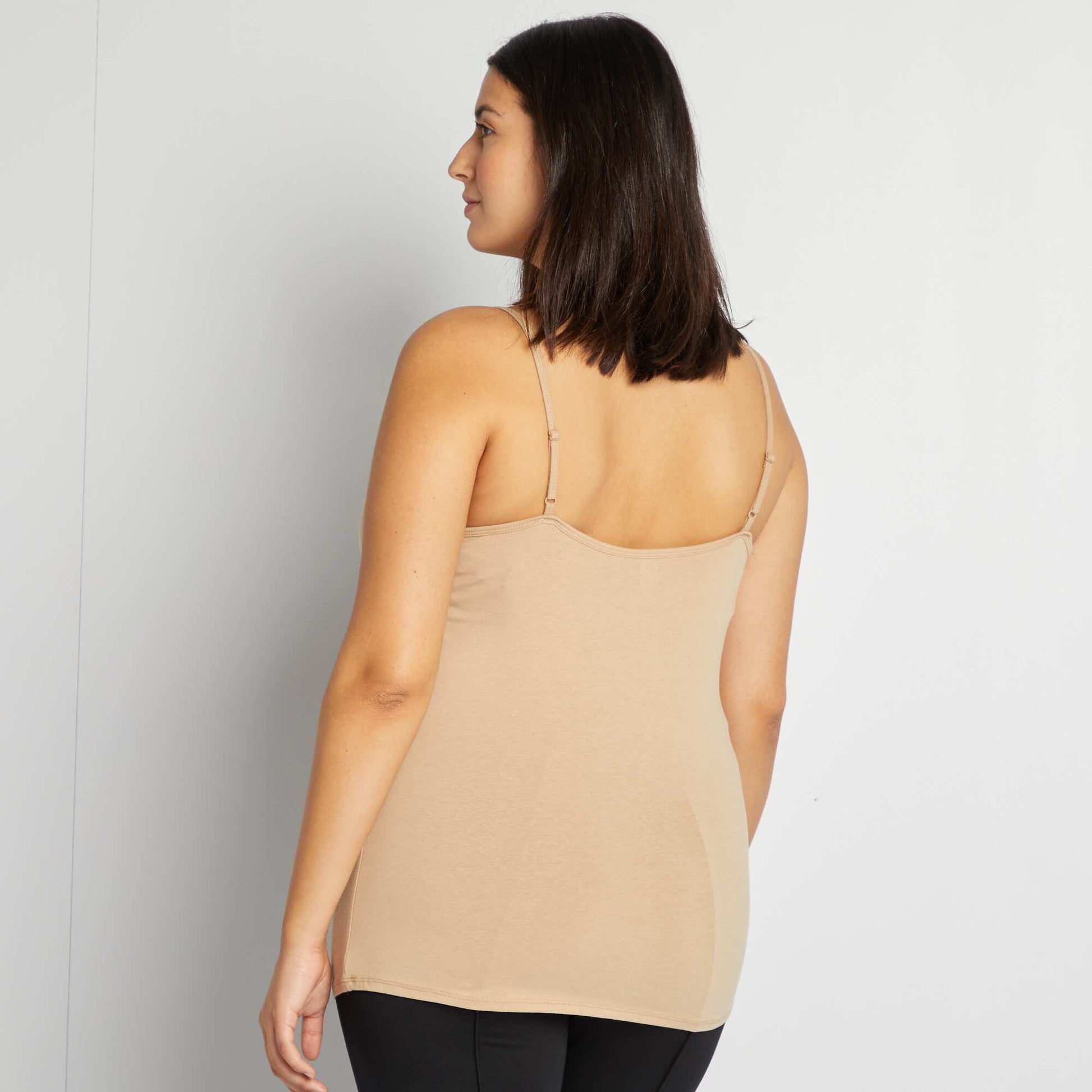 Cami Top with Thin Straps BEIGE