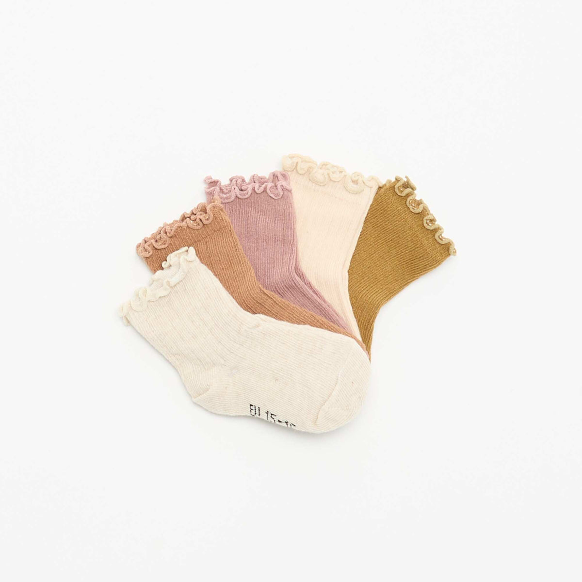 Set of 5 Ruffled Socks BEIGE