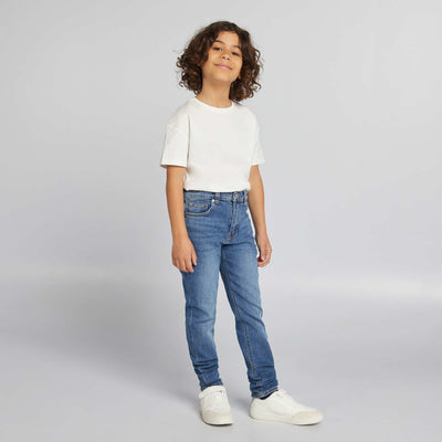 Slim-fit jeans with adjustable waist BLUE