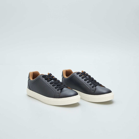 Textured low-top trainers BLACK