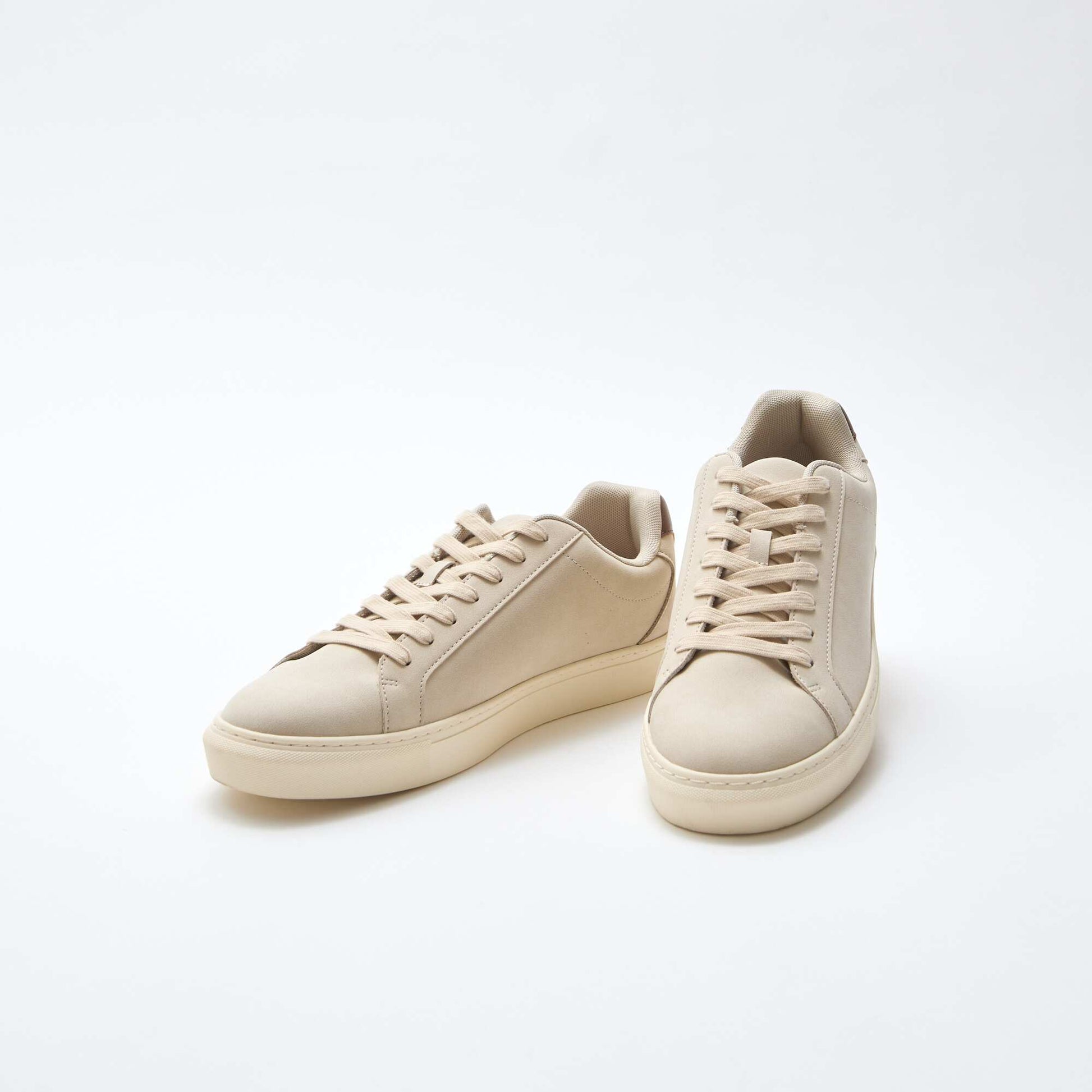 Textured low-top trainers BROWN