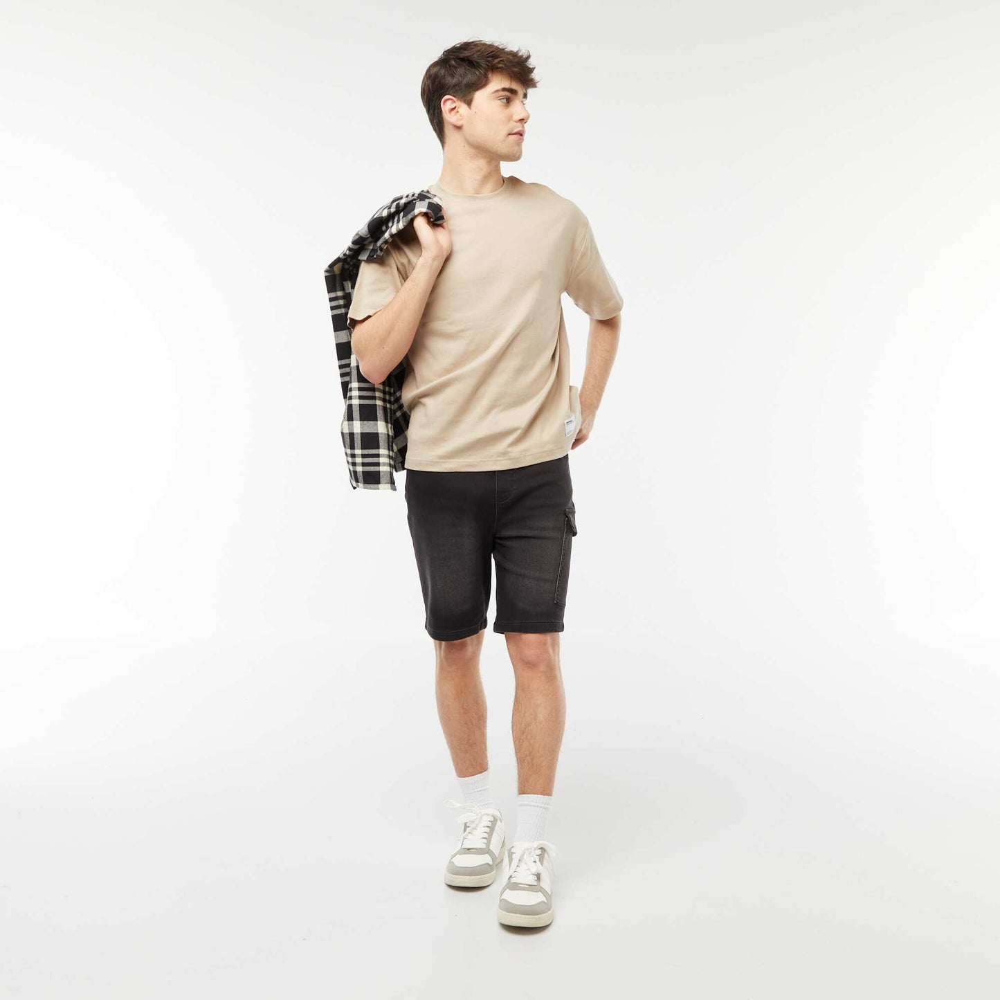 Round neck cotton T-shirt BROWN