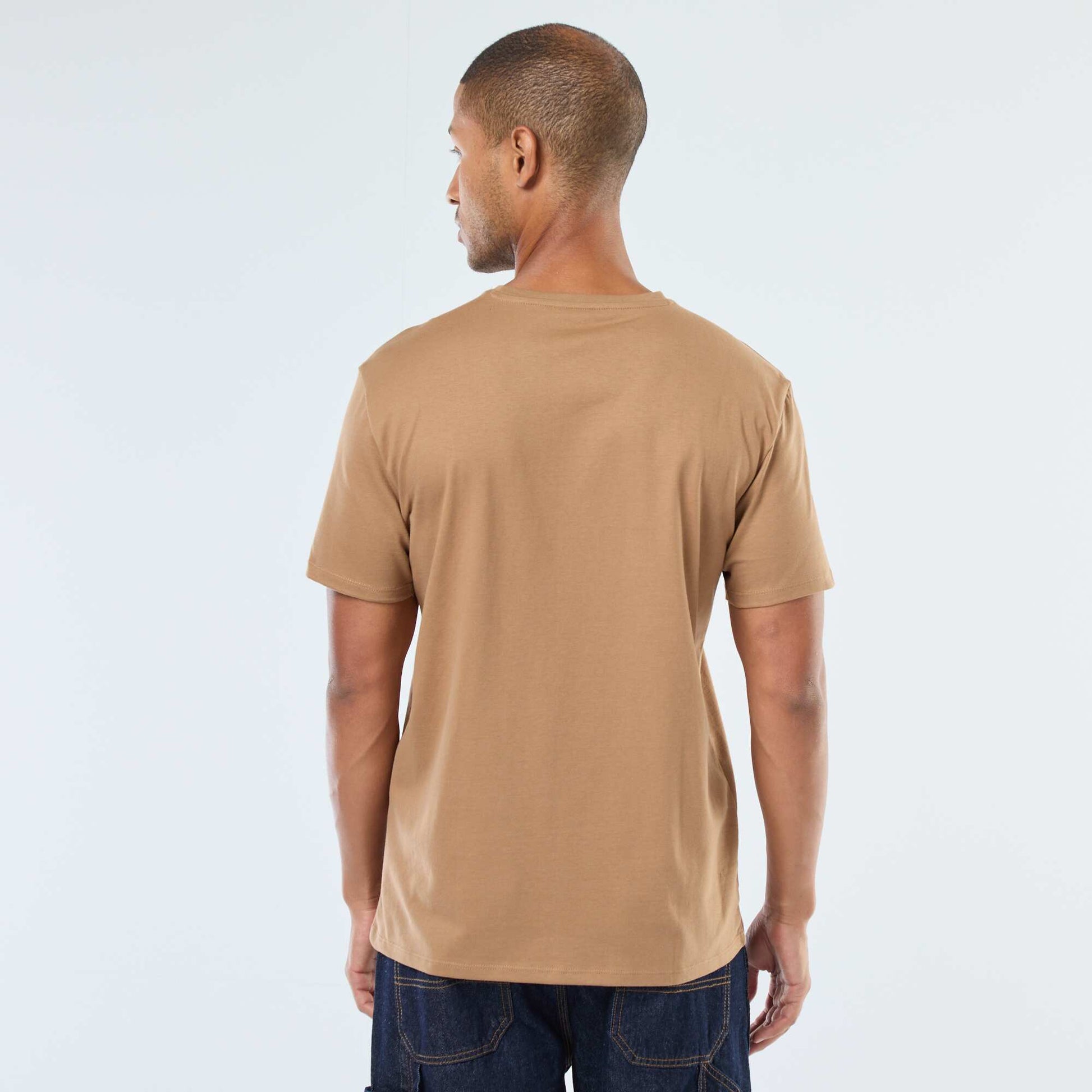 Round-neck cotton T-shirt BEIGE