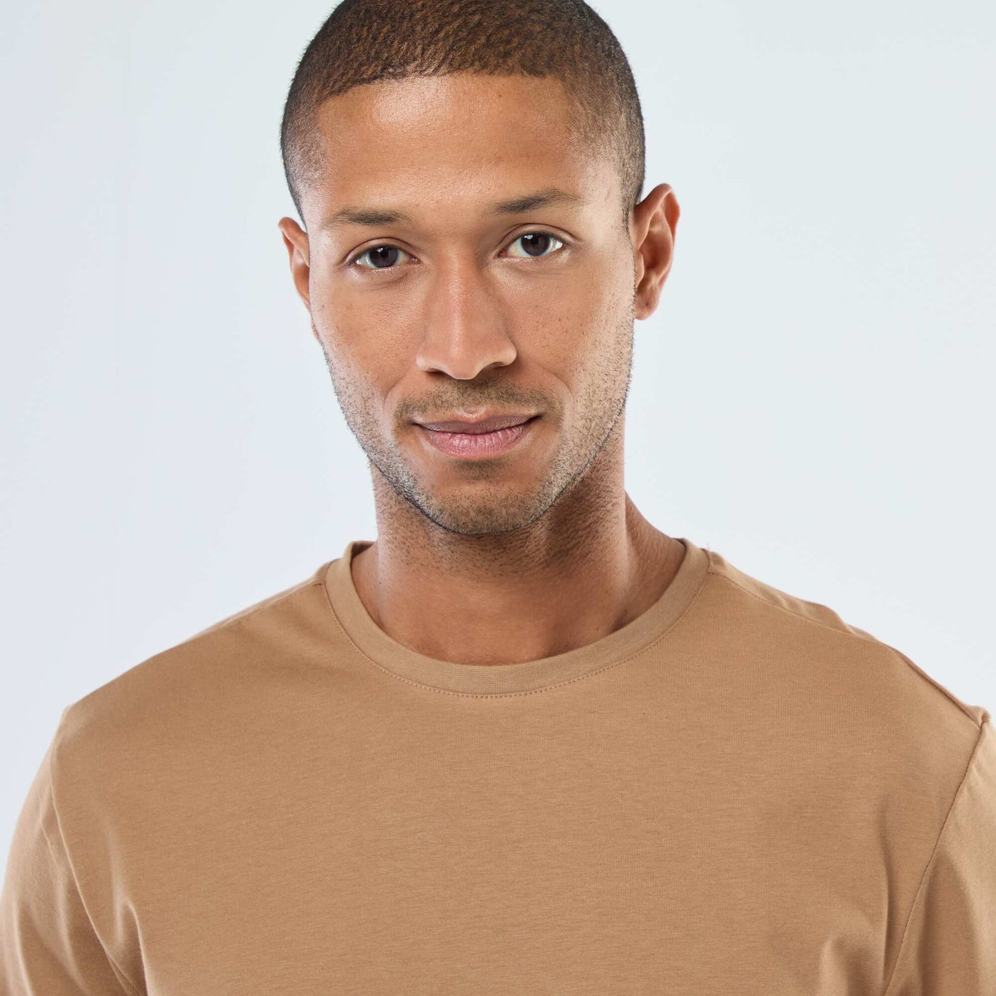 Round-neck cotton T-shirt BEIGE