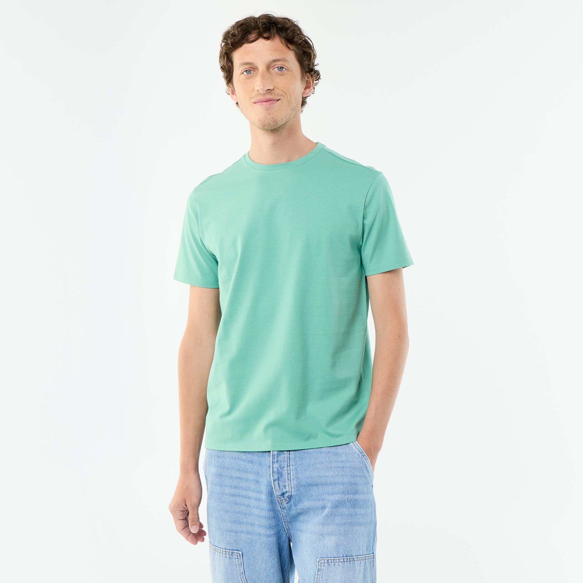 Round-neck cotton T-shirt GREEN