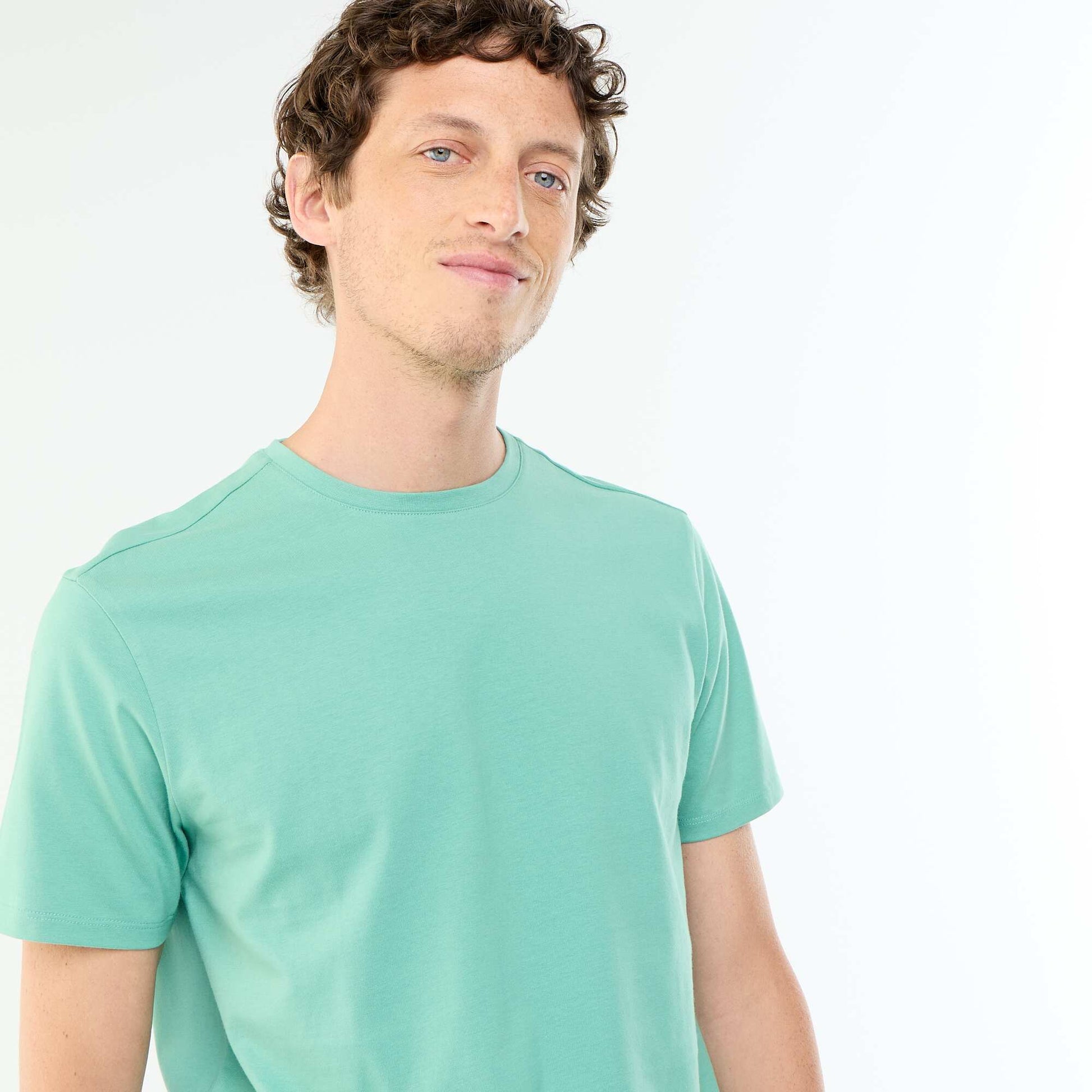 Round-neck cotton T-shirt GREEN