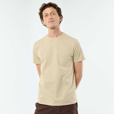 Round-neck cotton T-shirt BEIGE