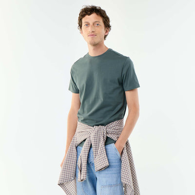 Round-neck cotton T-shirt GREEN