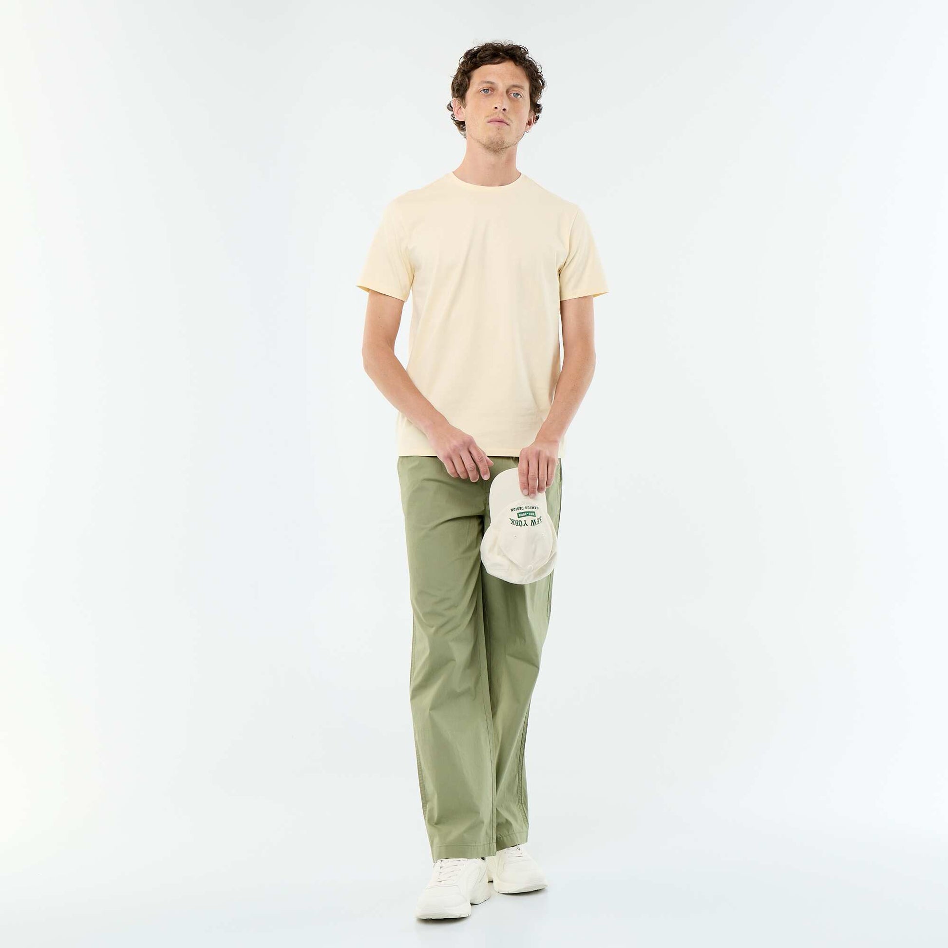 Round-neck cotton T-shirt YELLOW