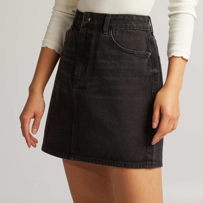 Short denim skirt BLACK