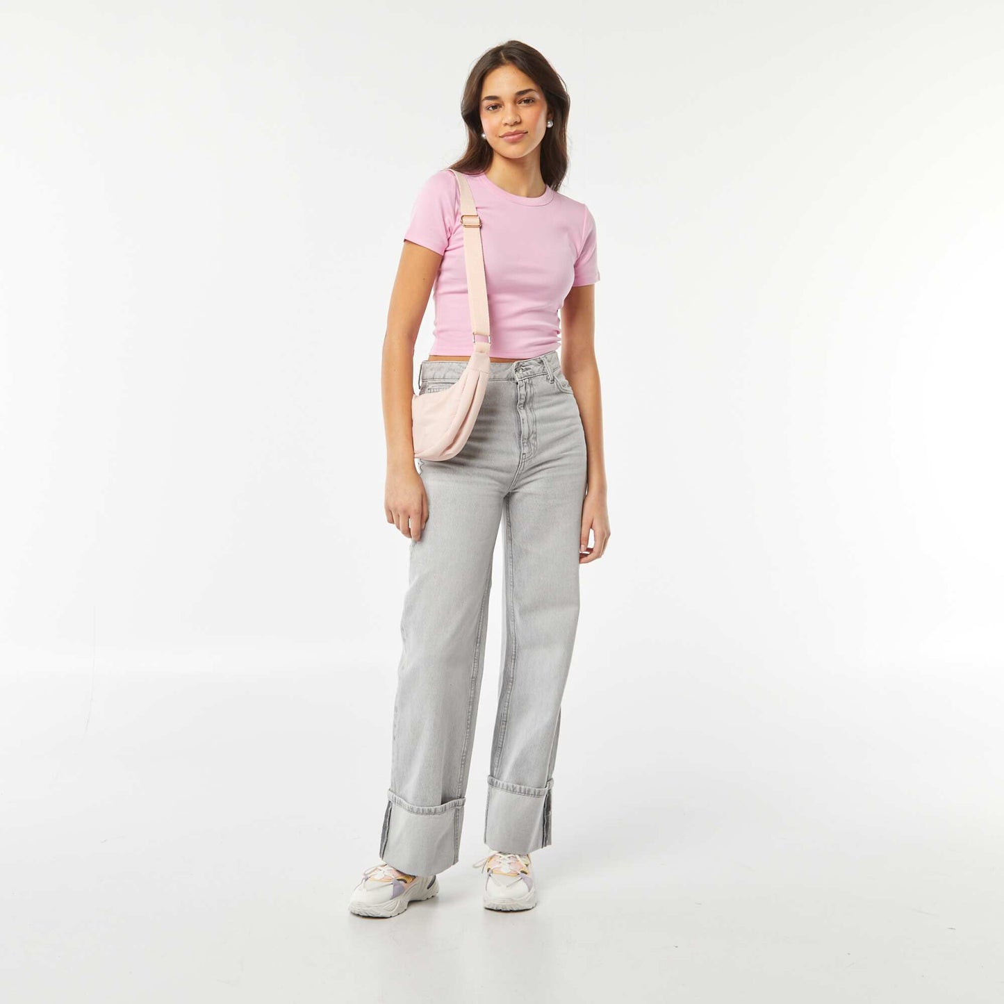 Short-sleeved cropped T-shirt PINK