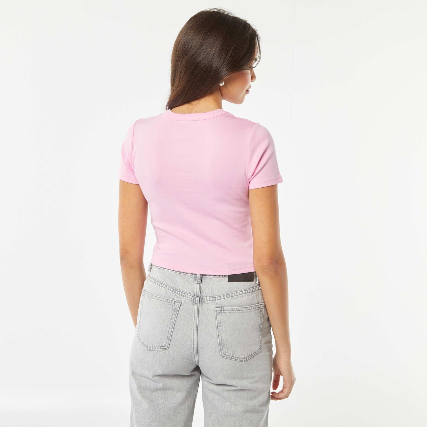 Short-sleeved cropped T-shirt PINK