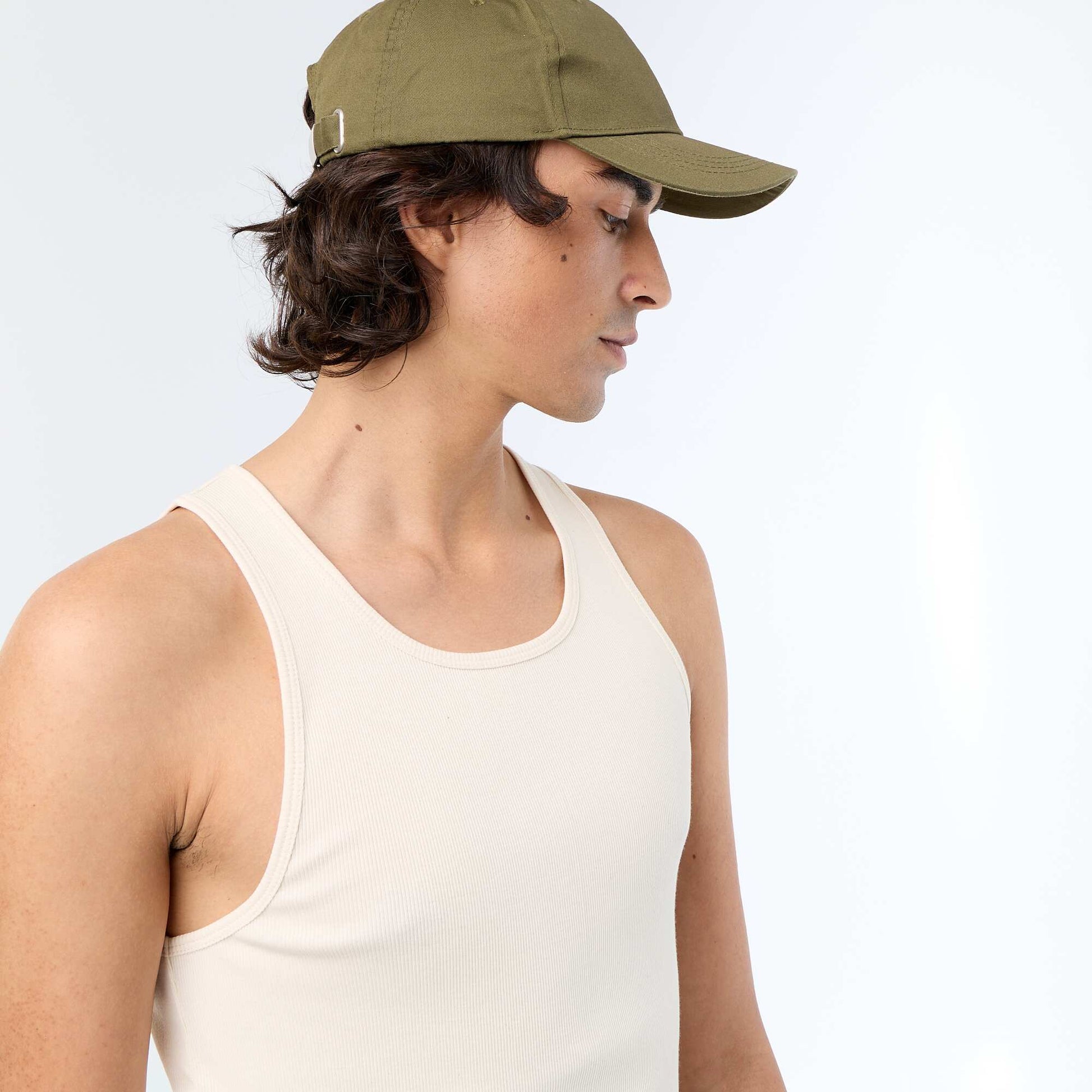 Plain vest top in ribbed knit fabric WHITE