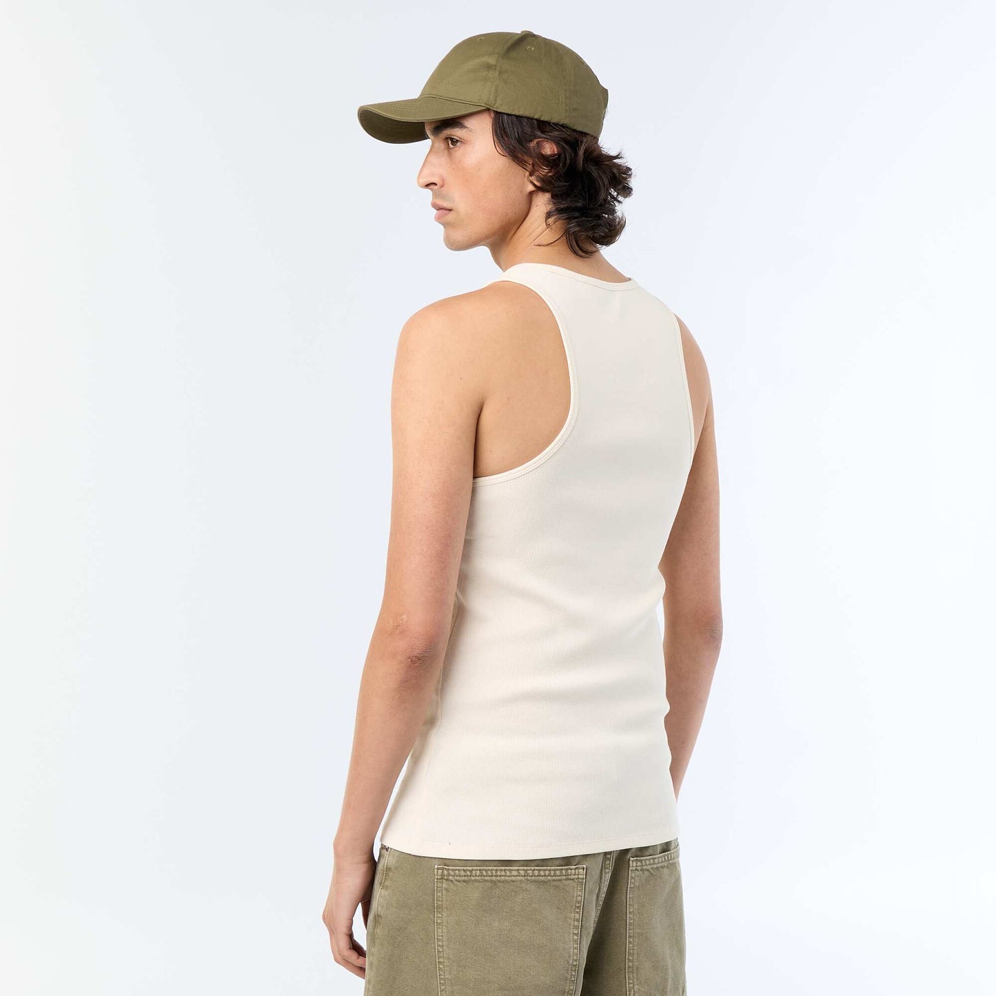 Plain vest top in ribbed knit fabric WHITE