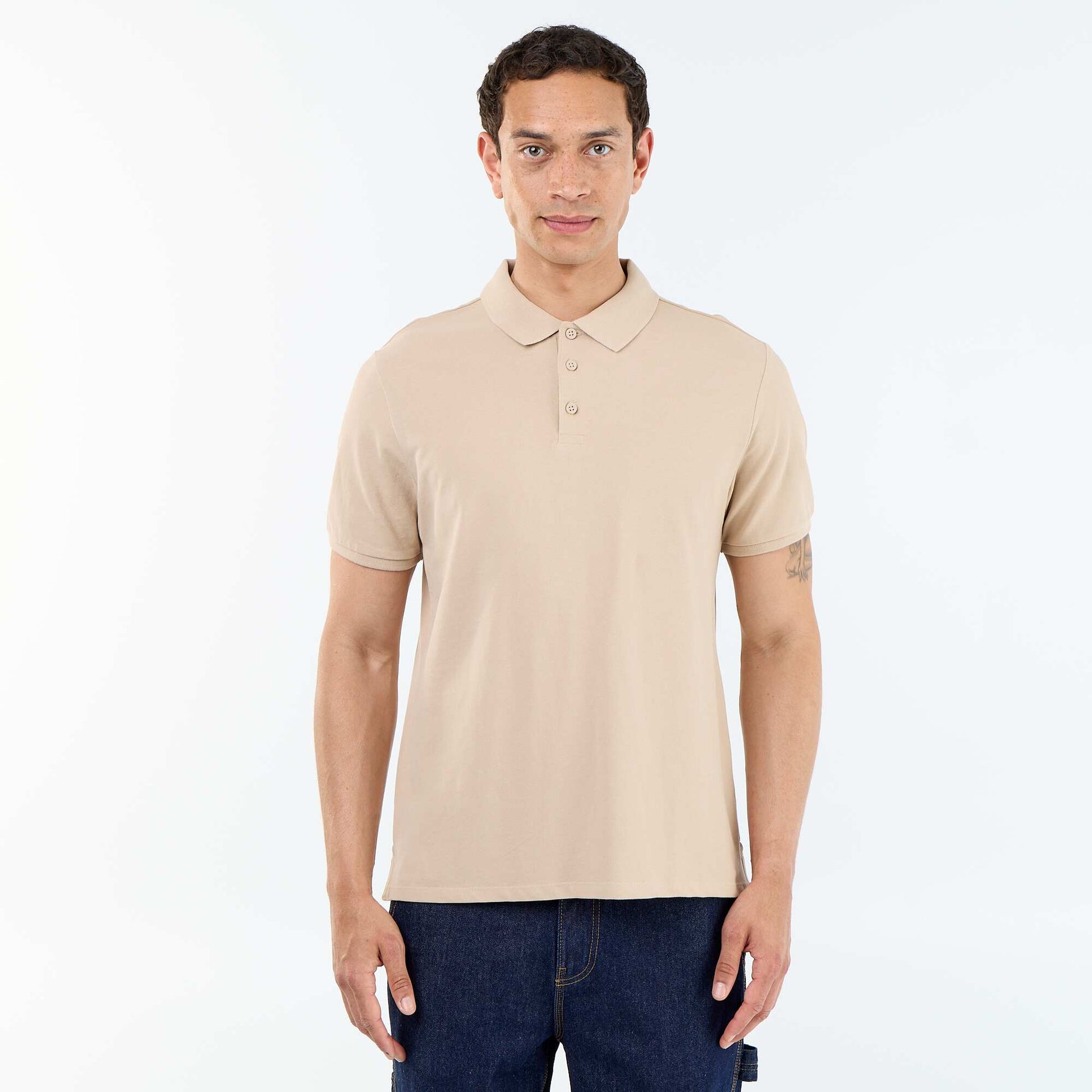 Cotton piqué polo shirt BEIGE
