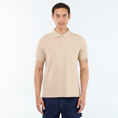 Cotton piqué polo shirt BEIGE