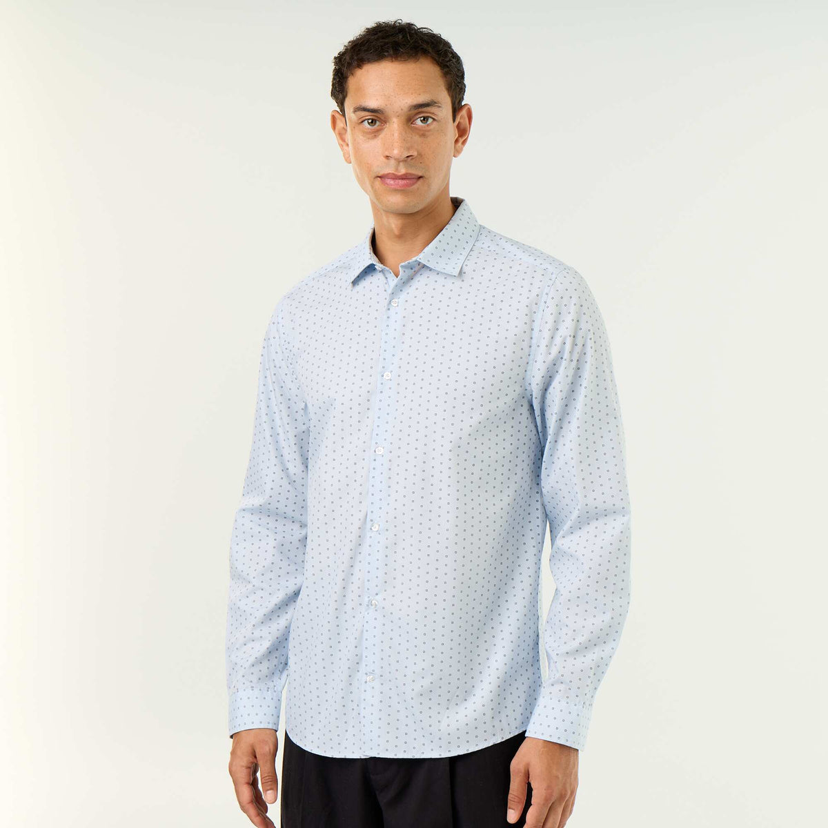 Polka Dot Straight/Regular Fit Shirt BLUE
