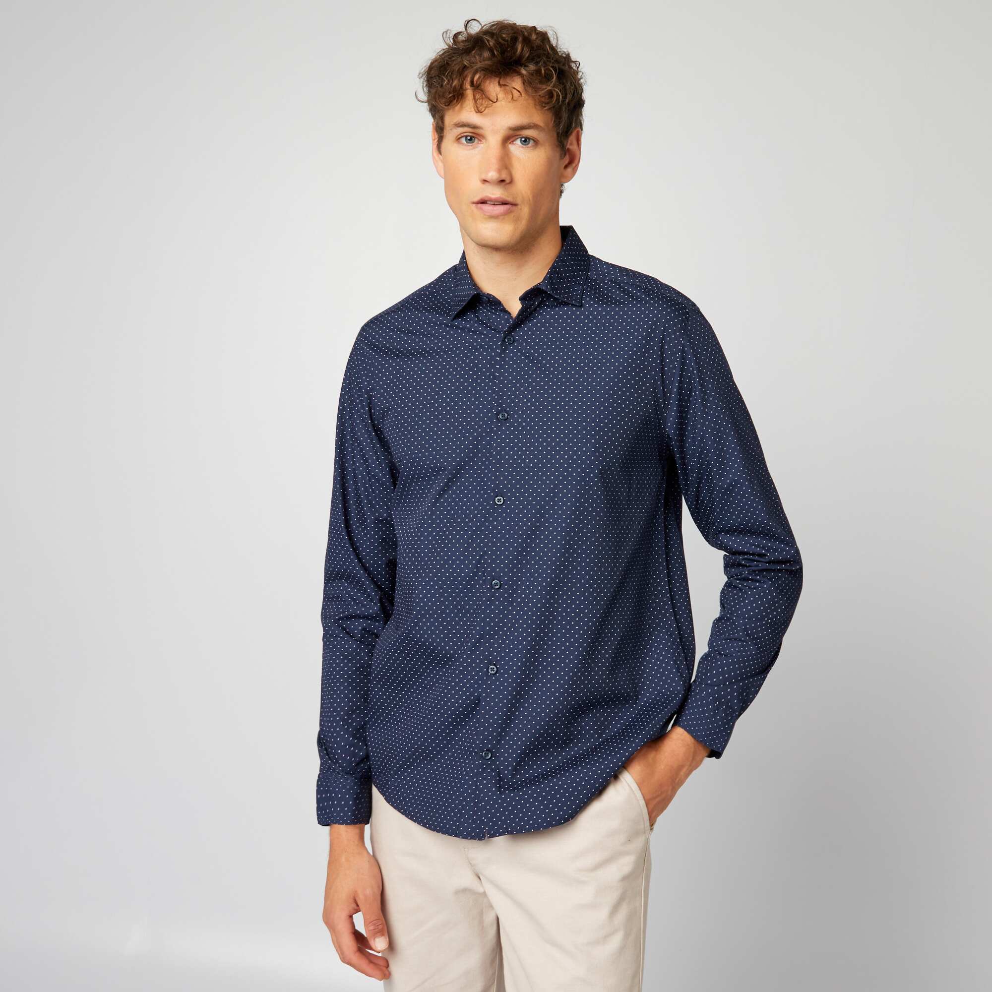 blue polka dot shirt mens