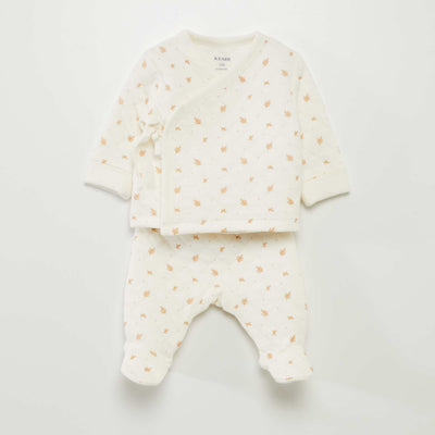 Two-piece quilted pyjama set WHITE
