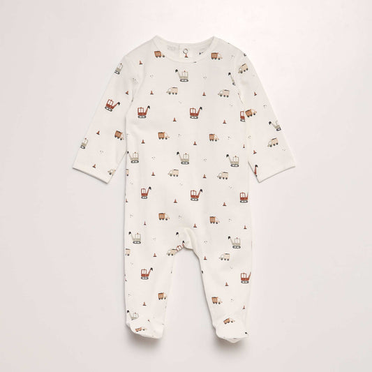 Printed sleepsuit with feet WHITE
