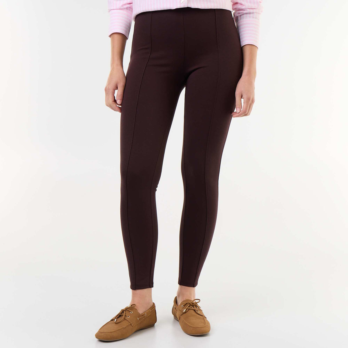 Milano knit long leggings BROWN