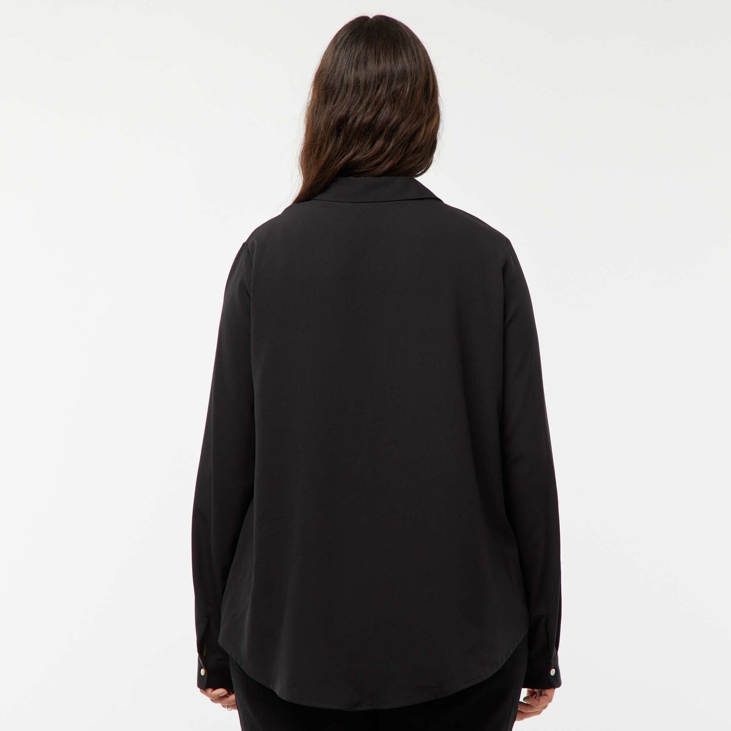 Flowing crepe knit blouse BLACK