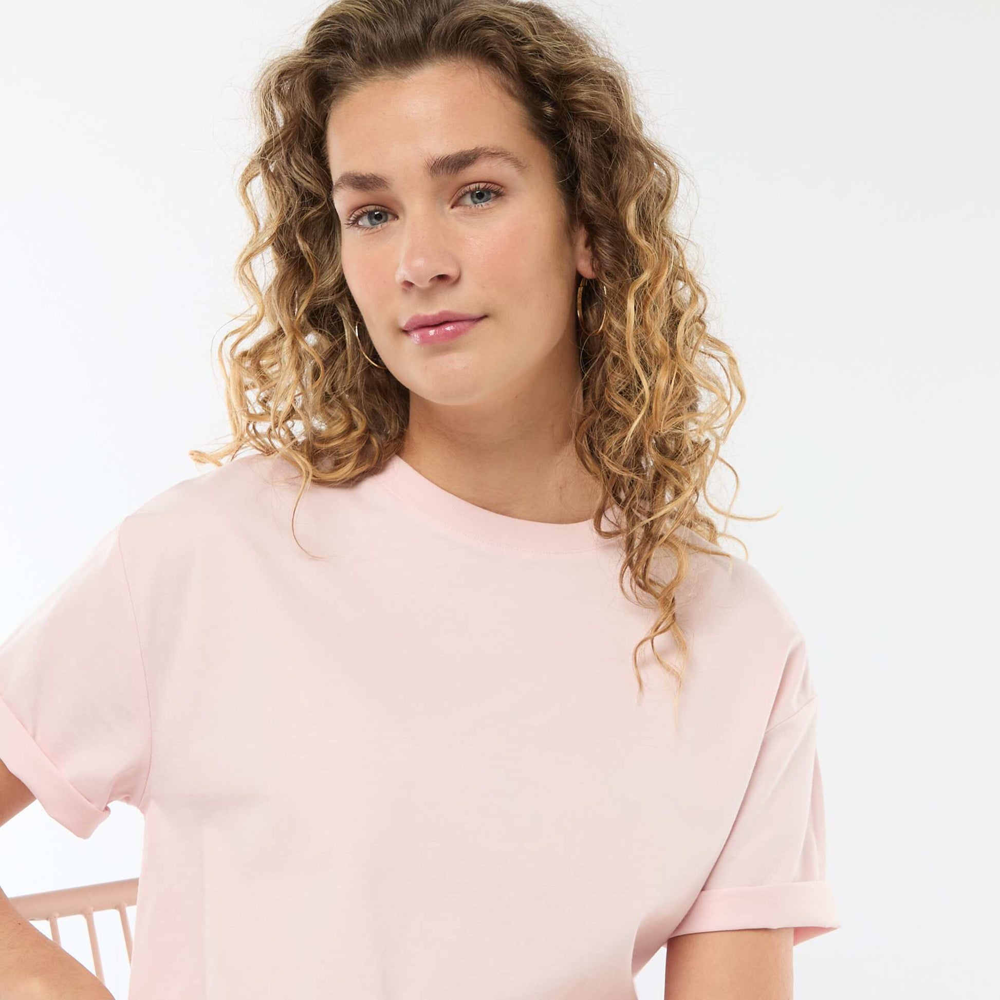 Oversized Round-Neck T-shirt PINK