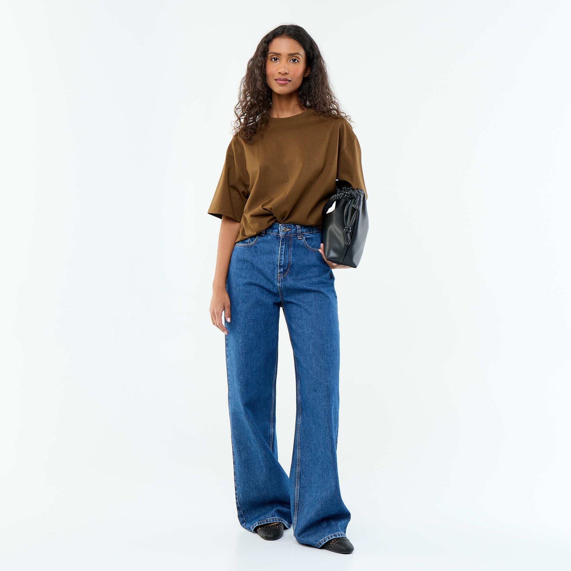 Oversized Round-Neck T-shirt BROWN
