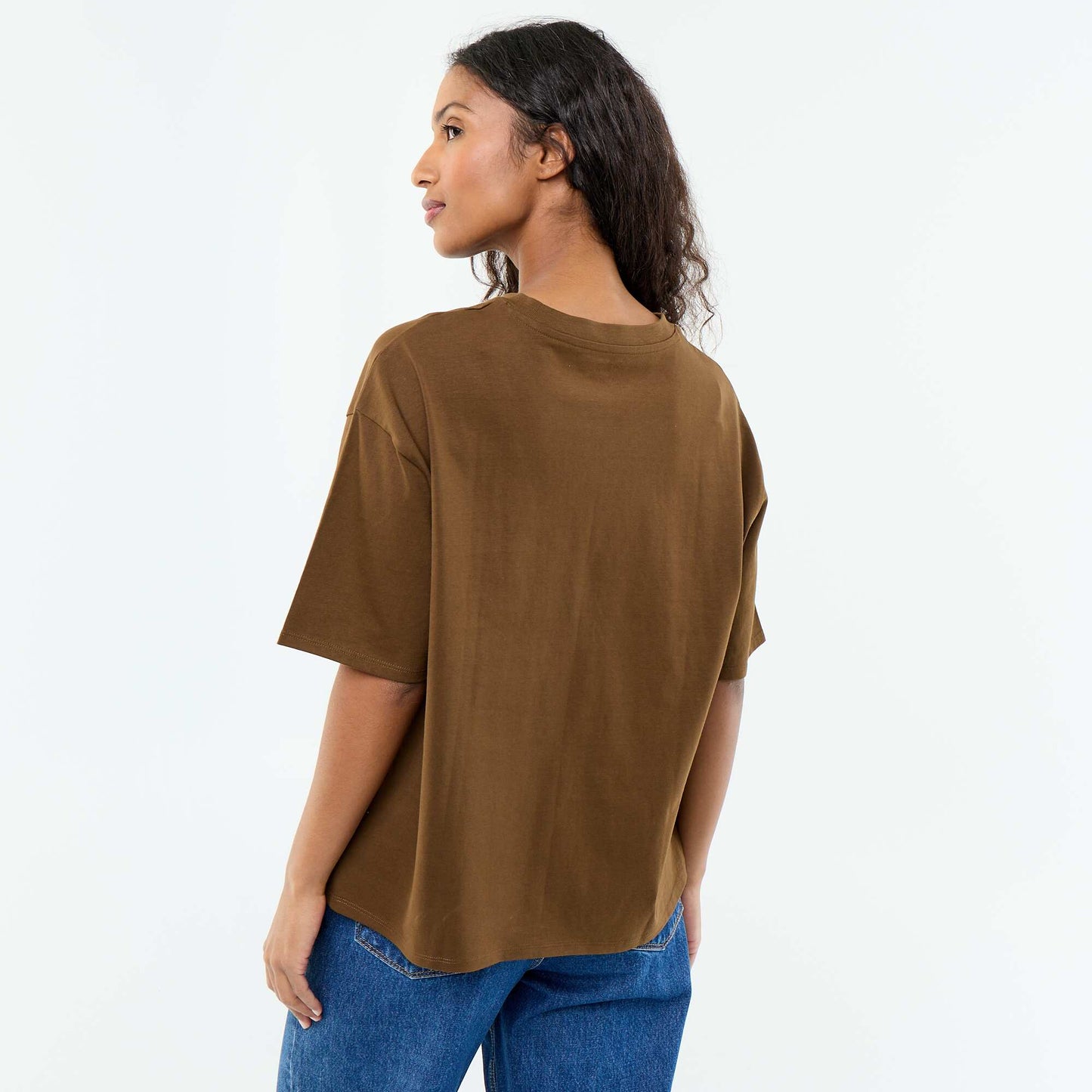 Oversized Round-Neck T-shirt BROWN