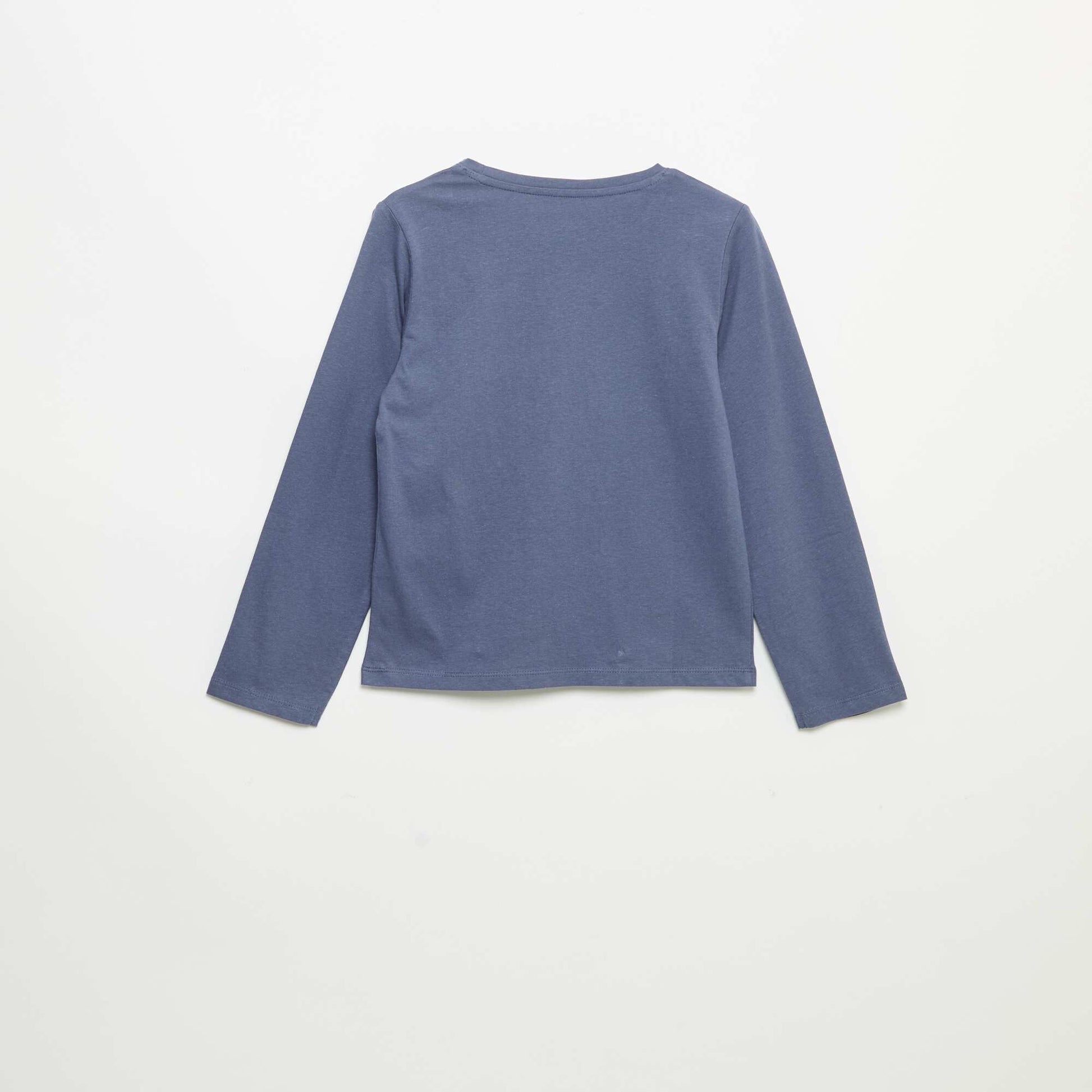 Plain T-shirt with gathered shoulders BLUE