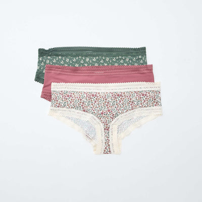 Pack of 3 pairs of printed microfibre boy shorts GREEN