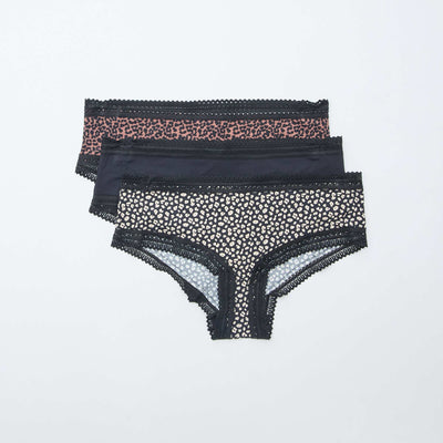 Pack of 3 pairs of printed microfibre boy shorts BLACK