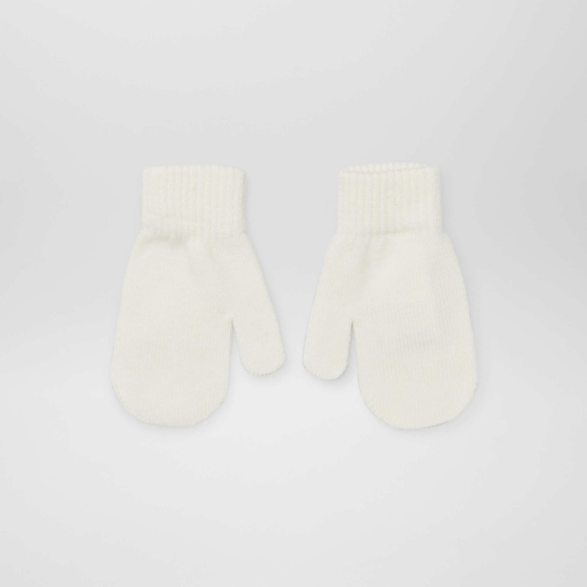 Pack of 2 pairs of plain mittens WHITE