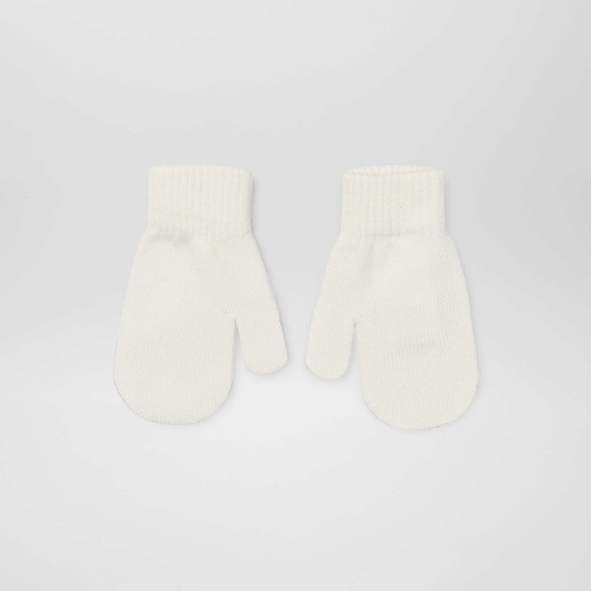 Pack of 2 pairs of plain mittens WHITE