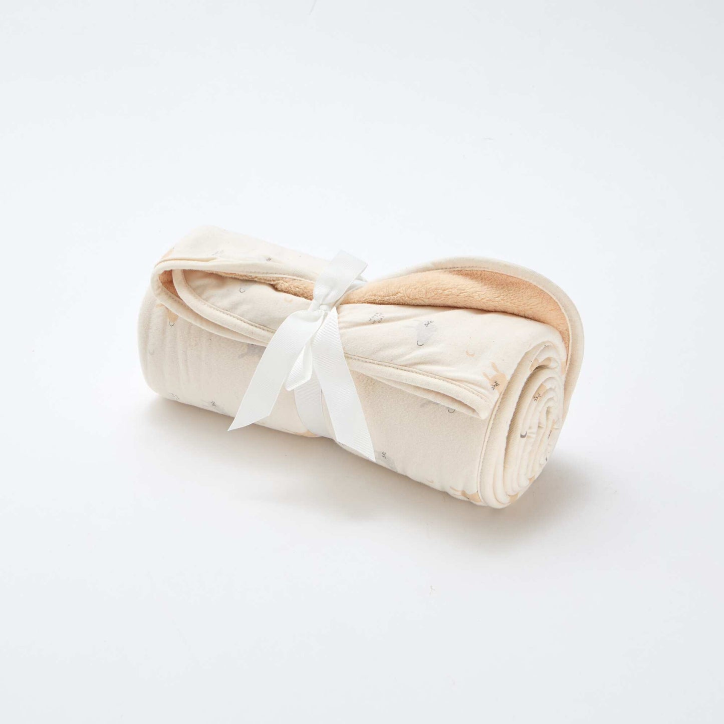 Printed blanket with fleecy lining BEIGE